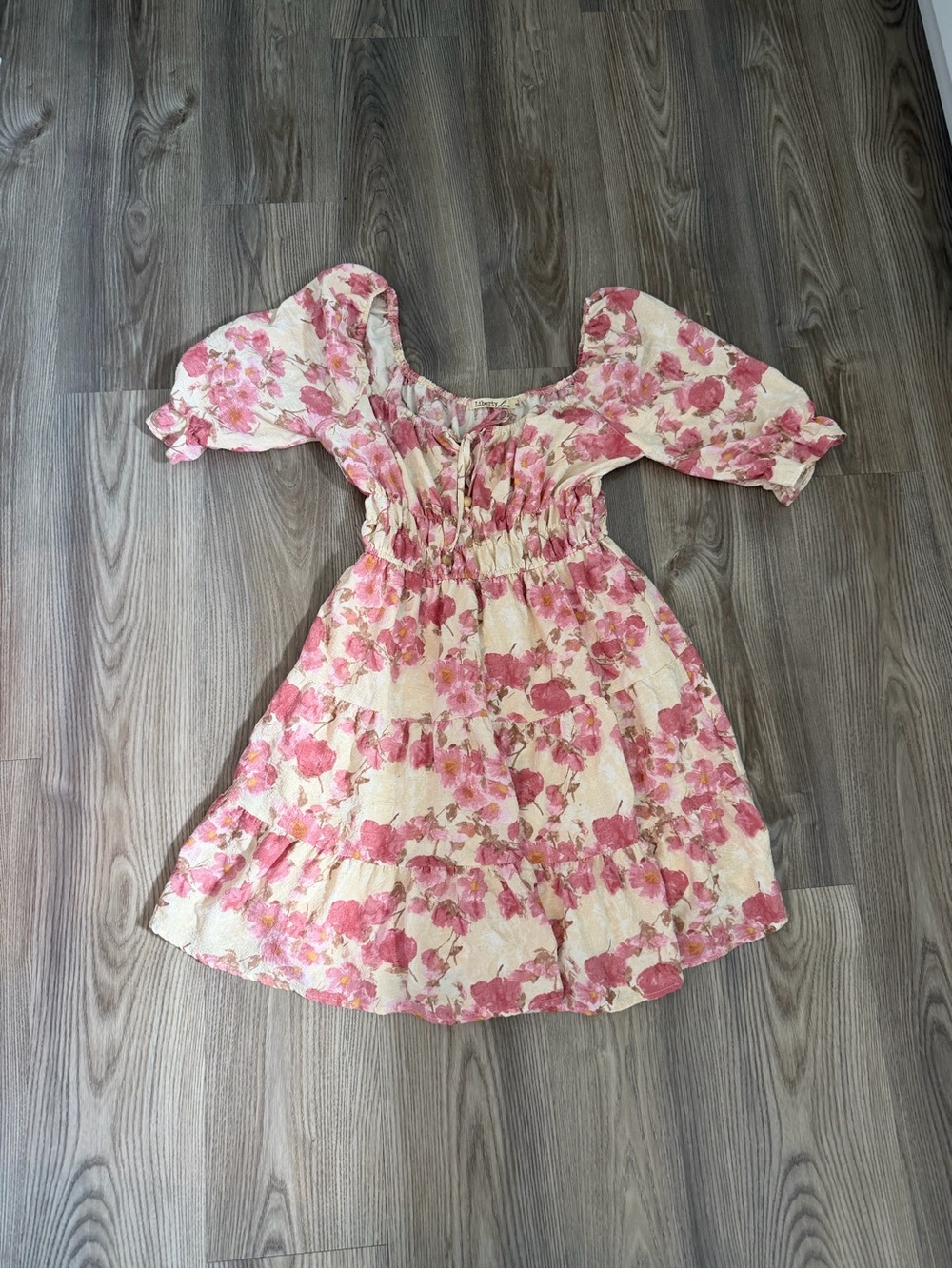 Girls Pink Floral Smocked Dress